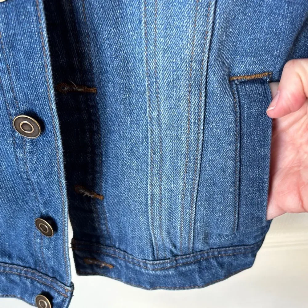 Junk Food Kids The Beatles boys girls retro patch Denim Jean Jacket M (8/10) EUC